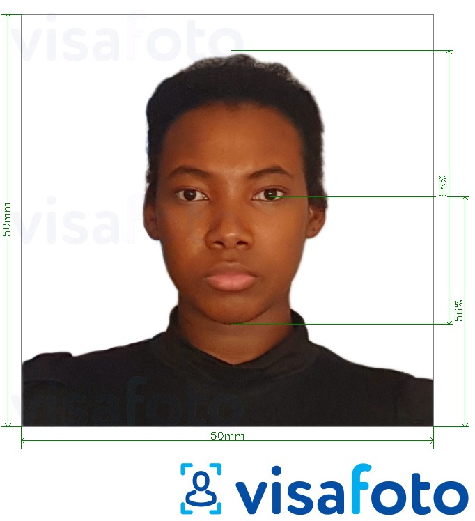Образец фотографии для Барбадосская виза 5x5 см с точными размерами