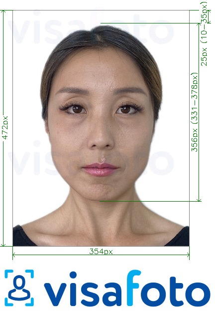Образец фотографии для Китай паспорт онлайн 354x472 точек с точными размерами