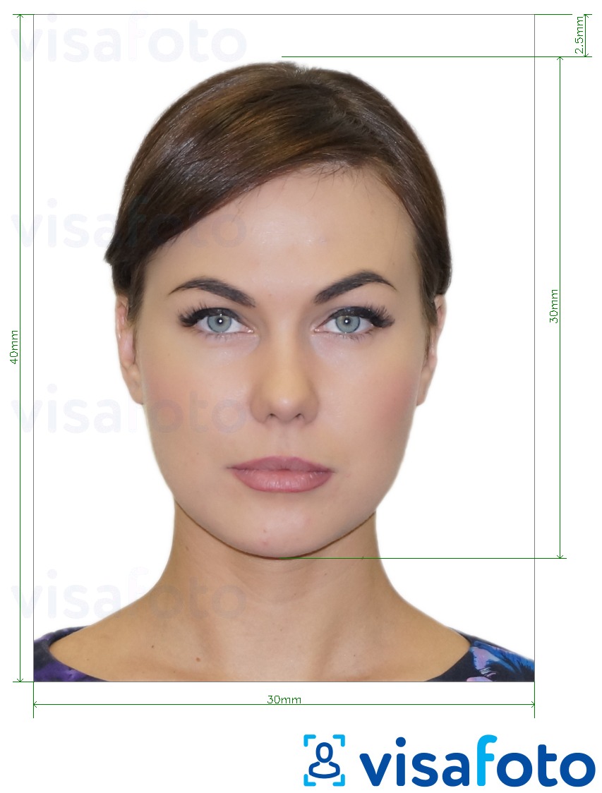 Образец фотографии для Кипрская удостоверение личности (удостоверение личности Кипра) 4x3 см с точными размерами