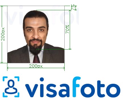 Образец фотографии для Саудовская Аравия e-виза 200x200 для visitsaudi.com с точными размерами