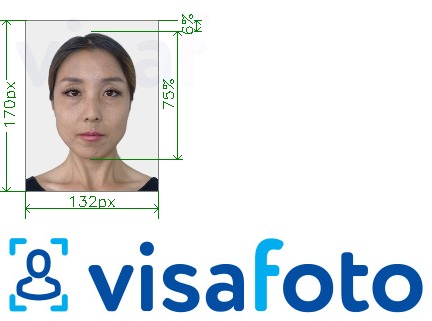 Образец фотографии для Таиланд виза 132x170 точек с точными размерами
