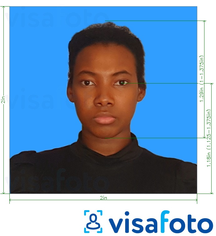Образец фотографии для Танзания Azania банк 2х2 дюйма голубой фон с точными размерами
