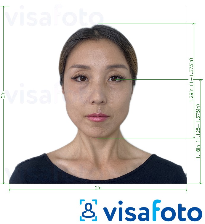 Образец фотографии для Вьетнам паспорт в США 2х2 дюйма с точными размерами
