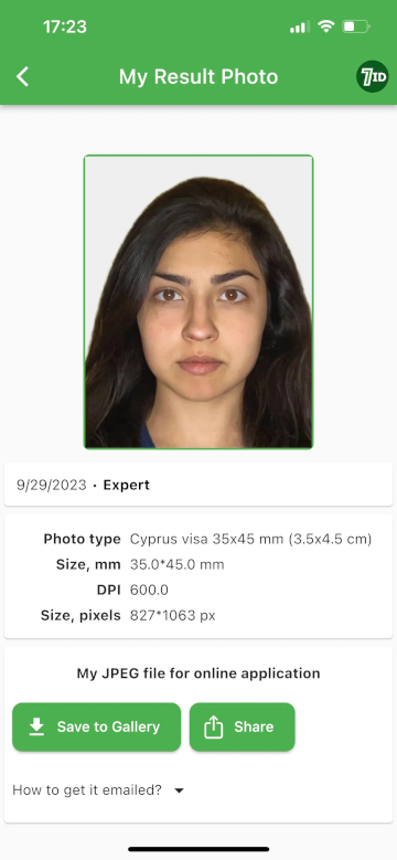 7ID App: Cyprus Visa Photo Background Editor