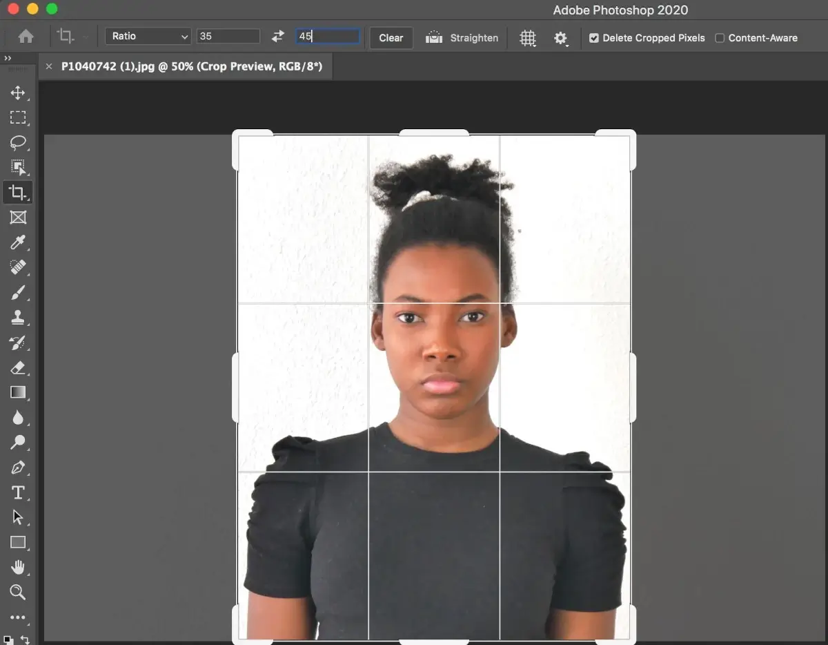 Как обрезать фотографию на паспорт размером 35х45 мм в Photoshop