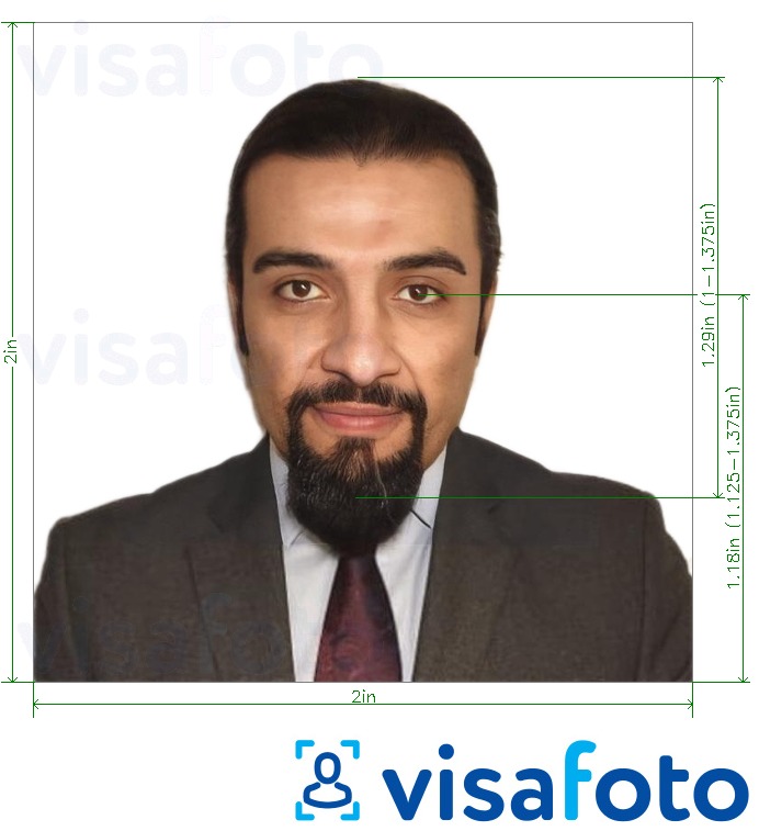 Образец фотографии для ОАЭ регистрация приезда 600х600 пикселей с точными размерами