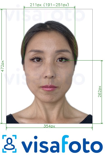 Образец фотографии для Китайский паспорт онлайн 354x472 пикселей старый формат с точными размерами