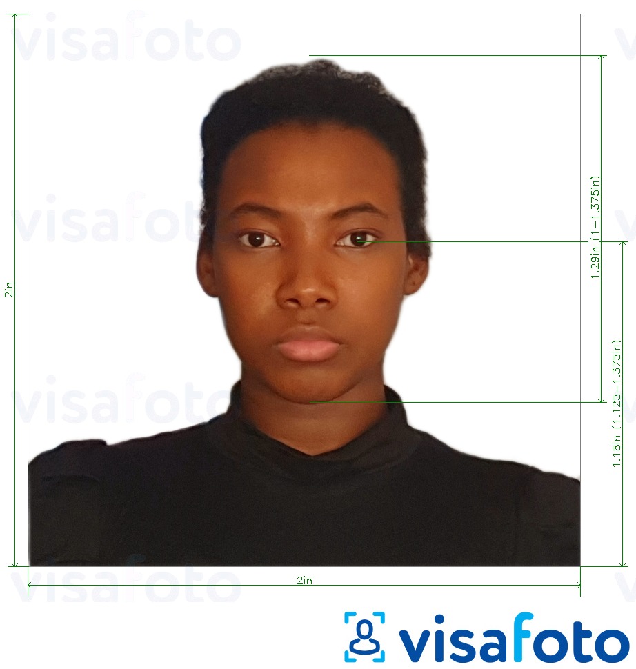Образец фотографии для Доминиканская республика паспорт 2х2 дюйма с точными размерами