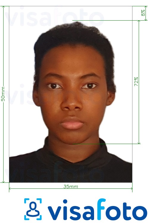 Образец фотографии для Виза в Гвинею Конакри 35x50 мм с точными размерами