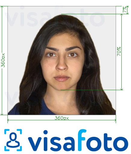 Образец фотографии для Индия OCI паспорт 360х360 - 900х900 пикселей с точными размерами
