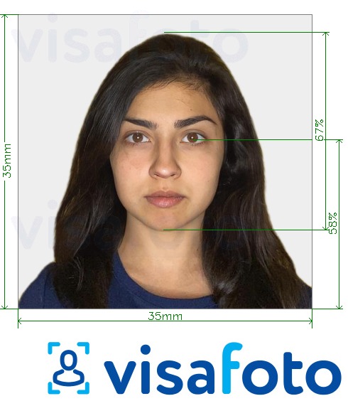 Образец фотографии для Индия PIO (лицо индийского происхождения) 35x35 мм (3,5x3,5 см) с точными размерами