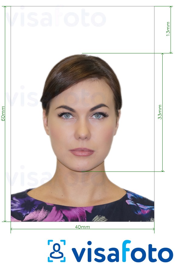 Образец фотографии для Литовское удостоверение личности 40x60 мм (4x6 см) с точными размерами