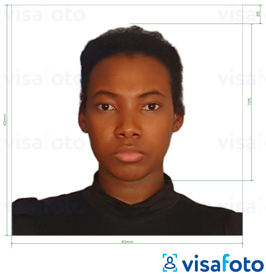 Образец фотографии для Мадагаскар паспорт 40х40 мм с точными размерами