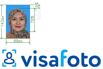 Образец фотографии для Малайзия эмигрант 99x142 пикселей синий фон с точными размерами