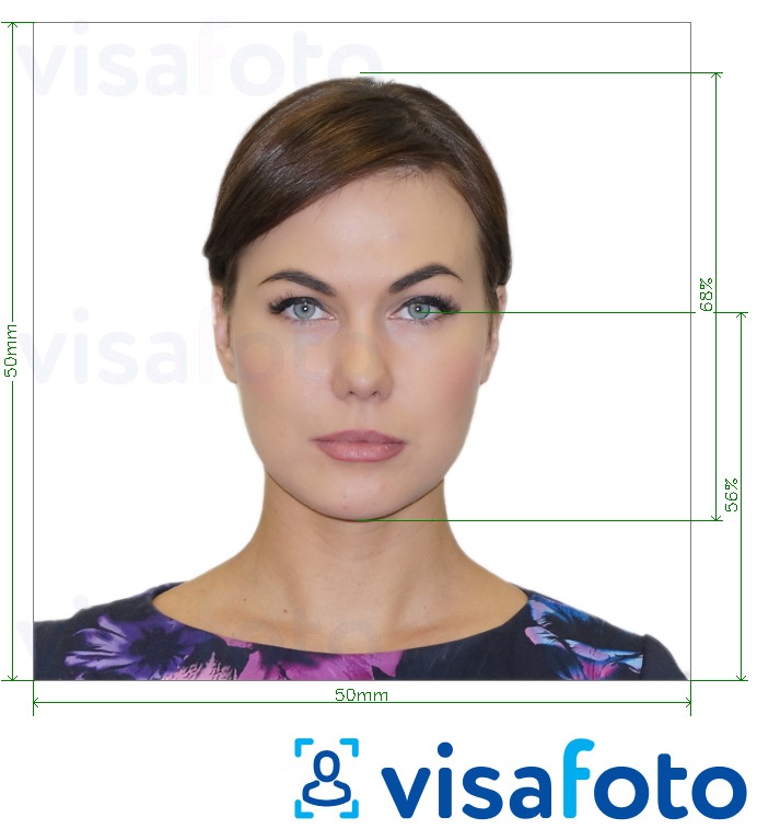 Образец фотографии для Сербия паспорт 50х50 мм с точными размерами
