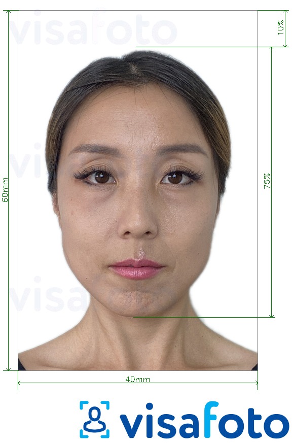 Образец фотографии для Виза в Таиланд 4x6 см (40x60 мм) с точными размерами