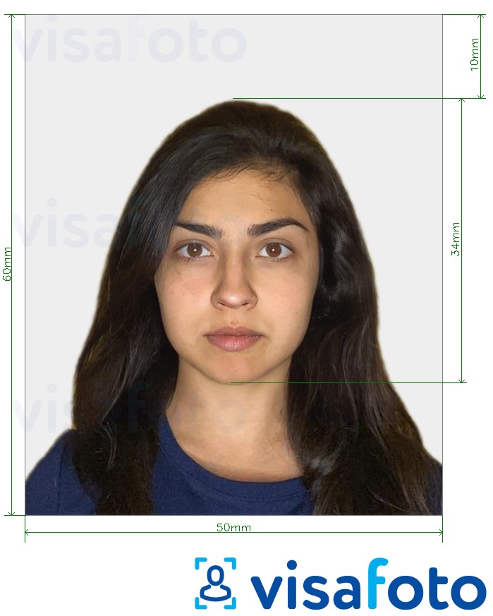 Образец фотографии для Турция паспорт 50х60 мм (5х6 см) с точными размерами